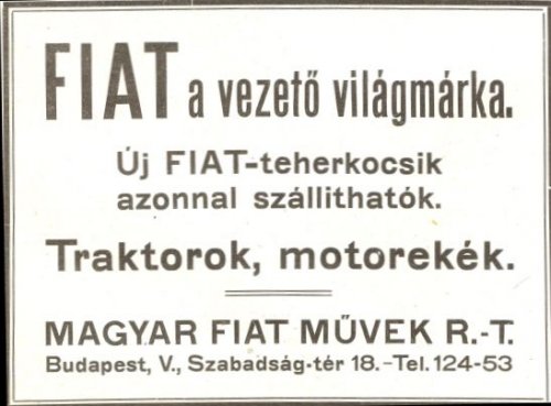 Fiat Művek R.T. reklámja