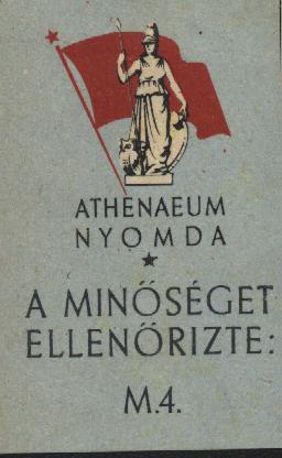 Athenaeum nyomda ellenőrző cédula