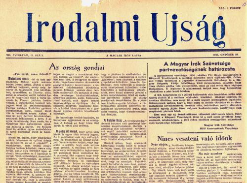 Irodalmi Újság - 1956 október 20.