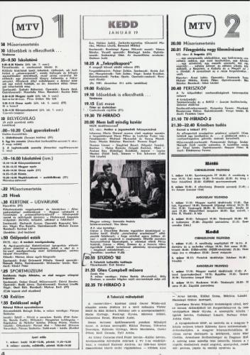 Rtv újság televízió műsor 1982.01.19