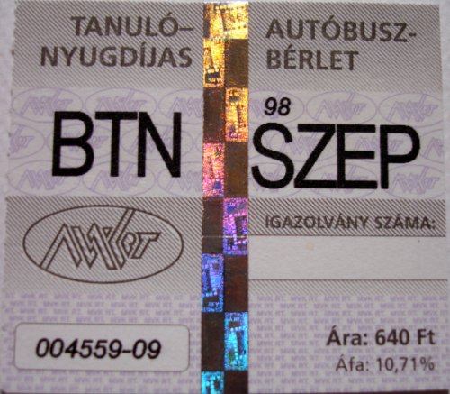 Tanuló-nyugdíjas autóbusz bérlet (Miskolc)