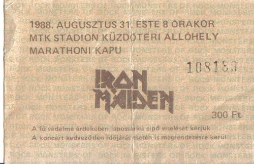 Iron Maiden koncertjegy