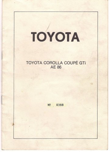 Toyota Corolla AE 86 német típusbizonyítvány