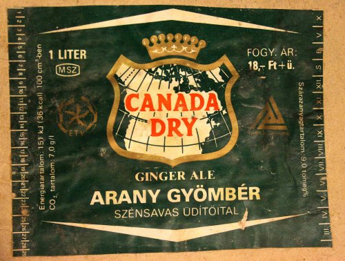 Canada Dry üdítő címke