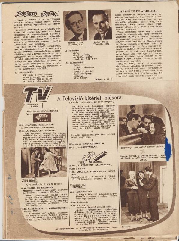 TV műsor (1957.11.11)