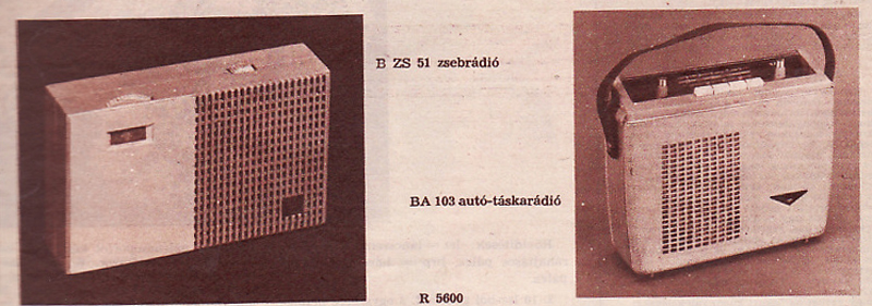 BZS 51 zsebrádió és BA 103 autó-táskarádió